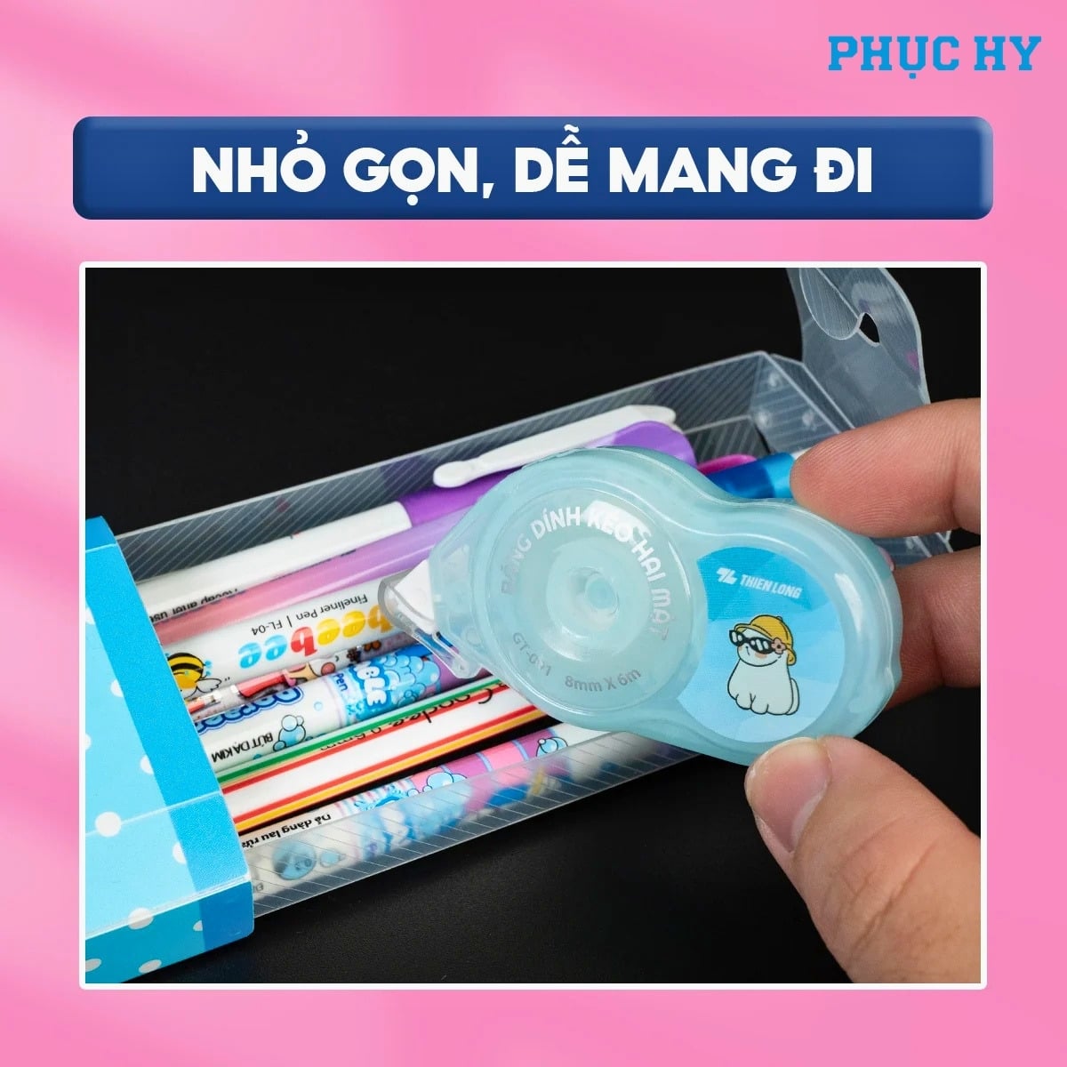 Băng dính kéo 2 mặt Thiên Long GT-001 nhỏ gọn dễ mang theo