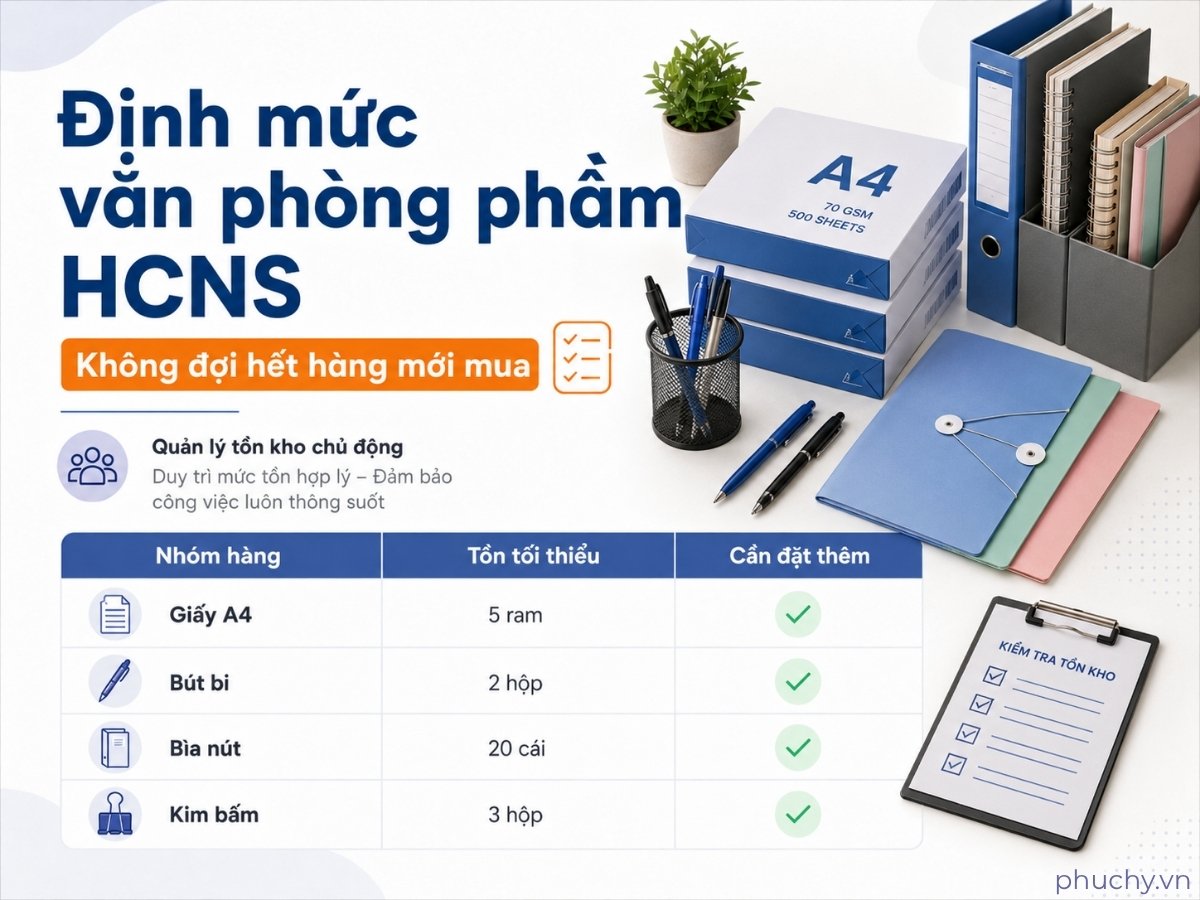 Bảng định mức văn phòng phẩm phòng HCNS theo tháng cho doanh nghiệp