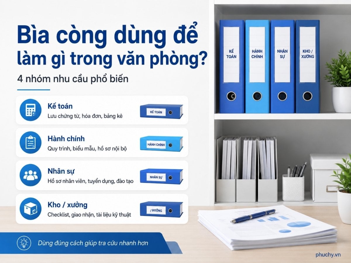 Bìa còng dùng cho kế toán hành chính nhân sự và kho xưởng