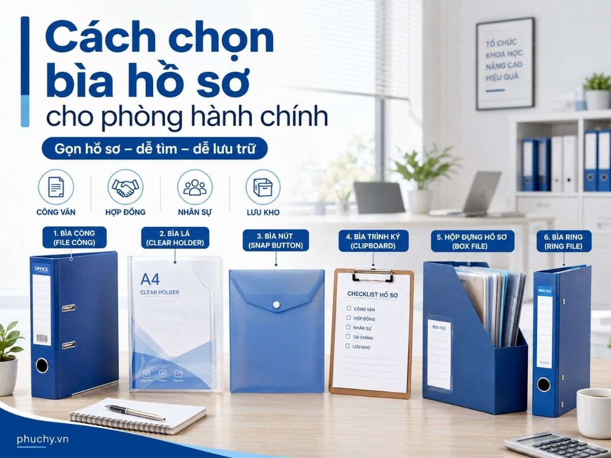 Bìa hồ sơ cho phòng hành chính gồm bìa còng bìa lá bìa nút bìa trình ký và bìa hộp