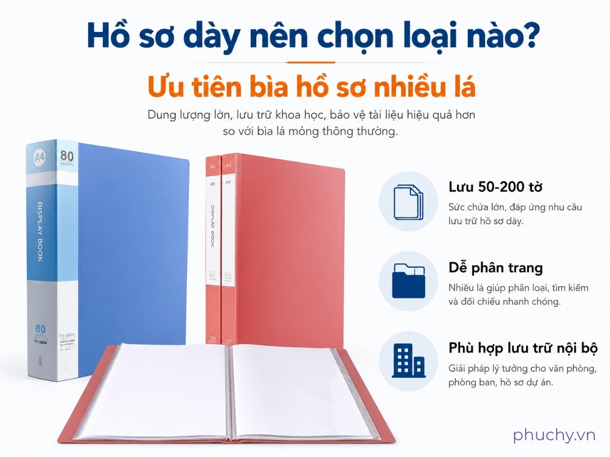 Bìa hồ sơ nhiều lá lưu trữ tài liệu A4 cho doanh nghiệp