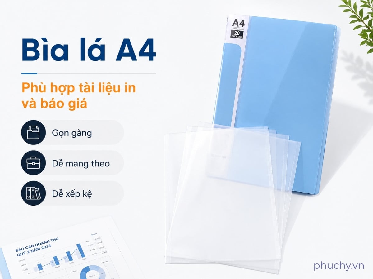 Bìa lá A4 25 tờ Flexoffice dùng đựng tài liệu văn phòng