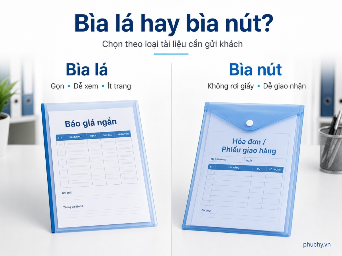 Bìa lá và bìa nút dùng cho báo giá chứng từ khi gặp khách