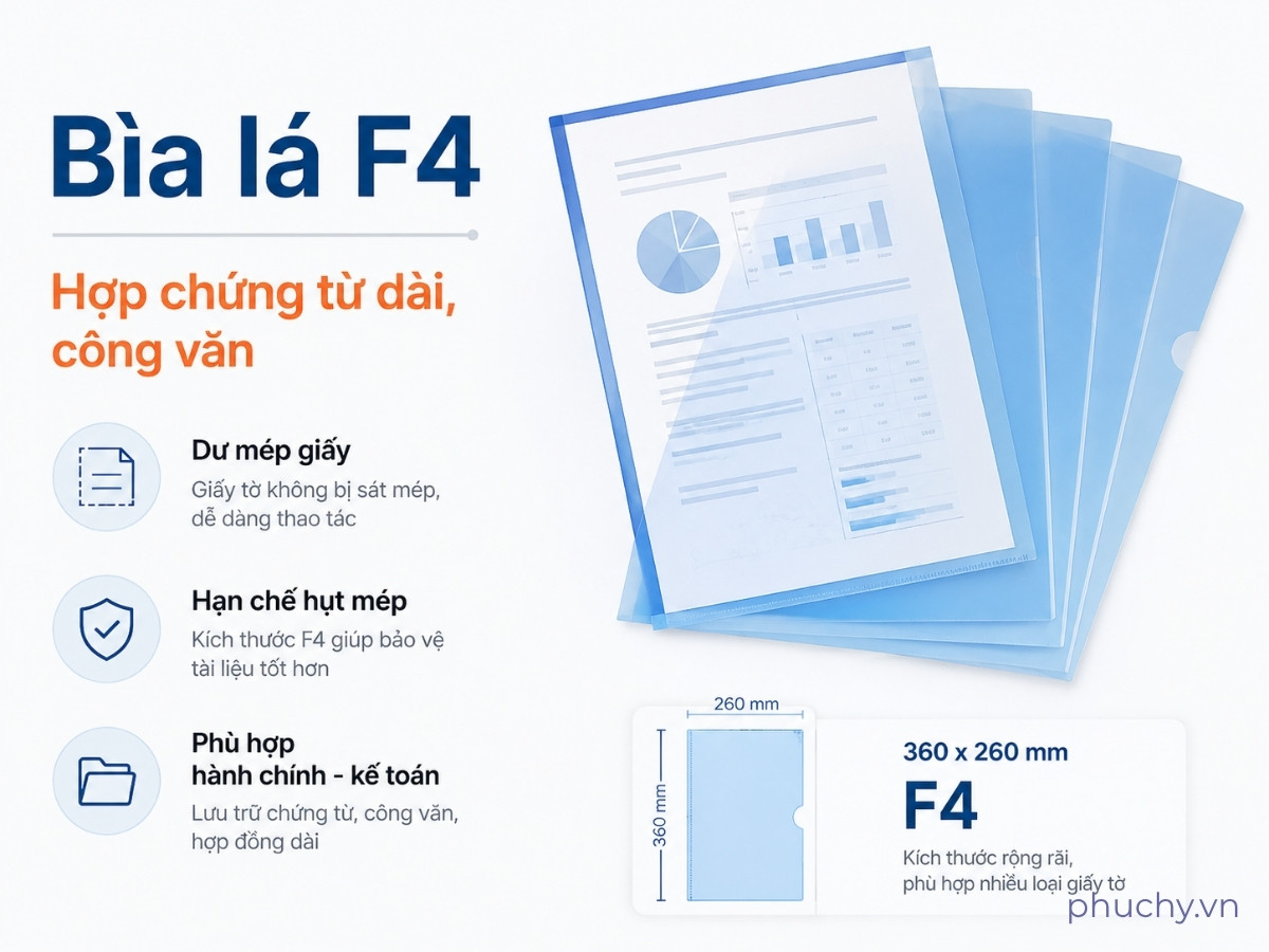 Bìa lá F4 Thiên Long E355 dùng cho chứng từ hành chính và giấy tờ dài