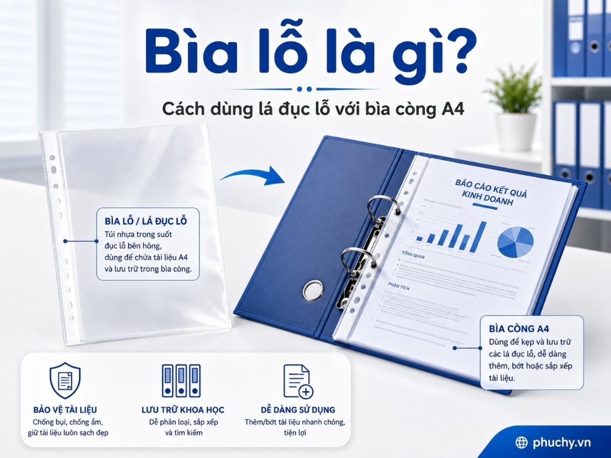 Bìa lỗ là gì và cách dùng bìa lỗ với bìa còng trong văn phòng