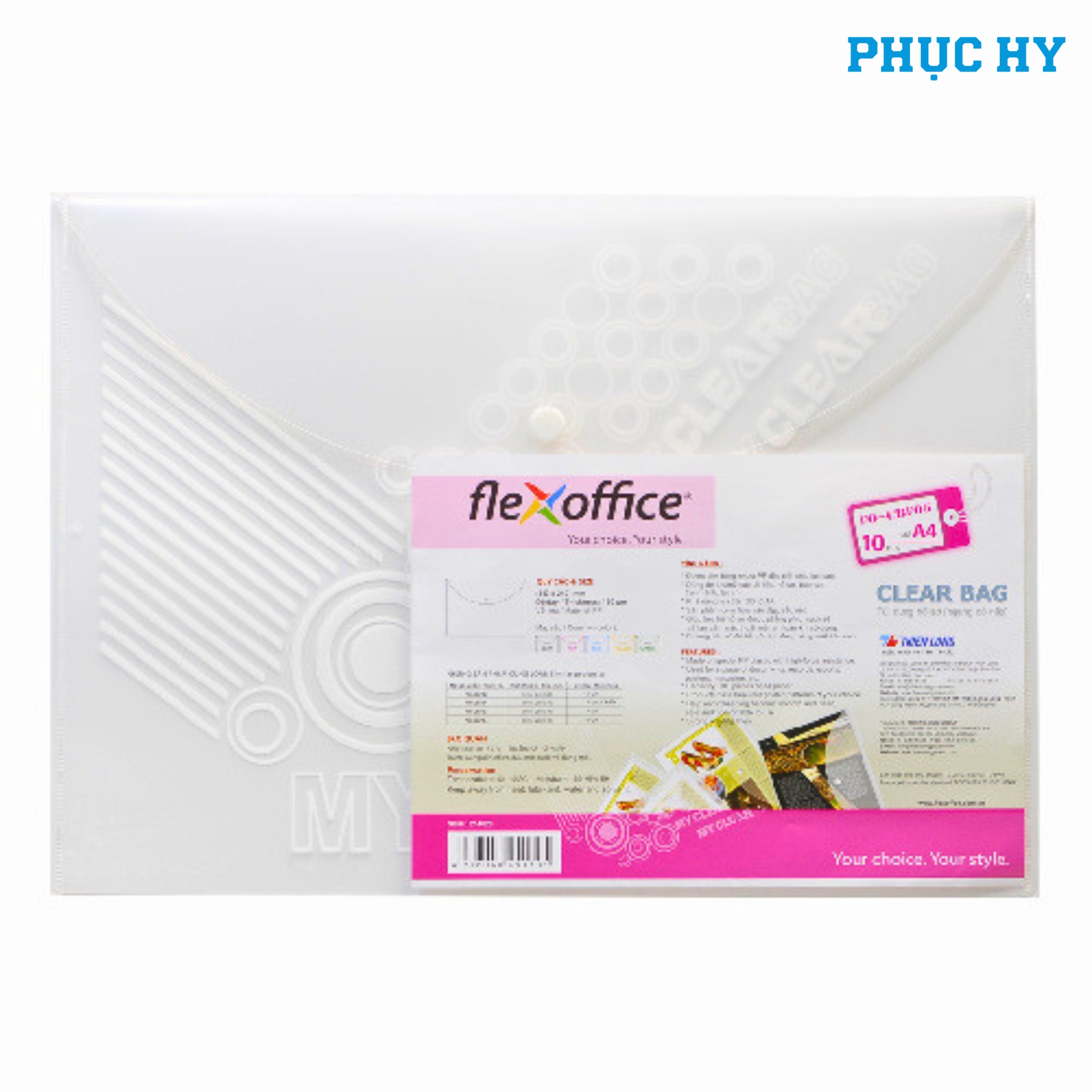 Bìa nút A4 FlexOffice FO-CBF05 kích thước 340 mm × 240 mm