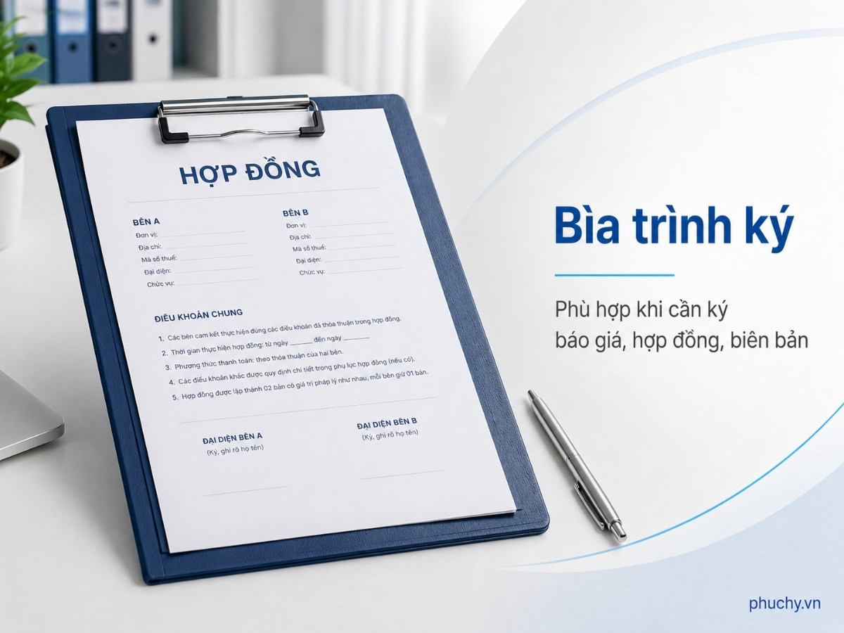 Bìa trình ký gặp khách dùng để ký báo giá và hợp đồng