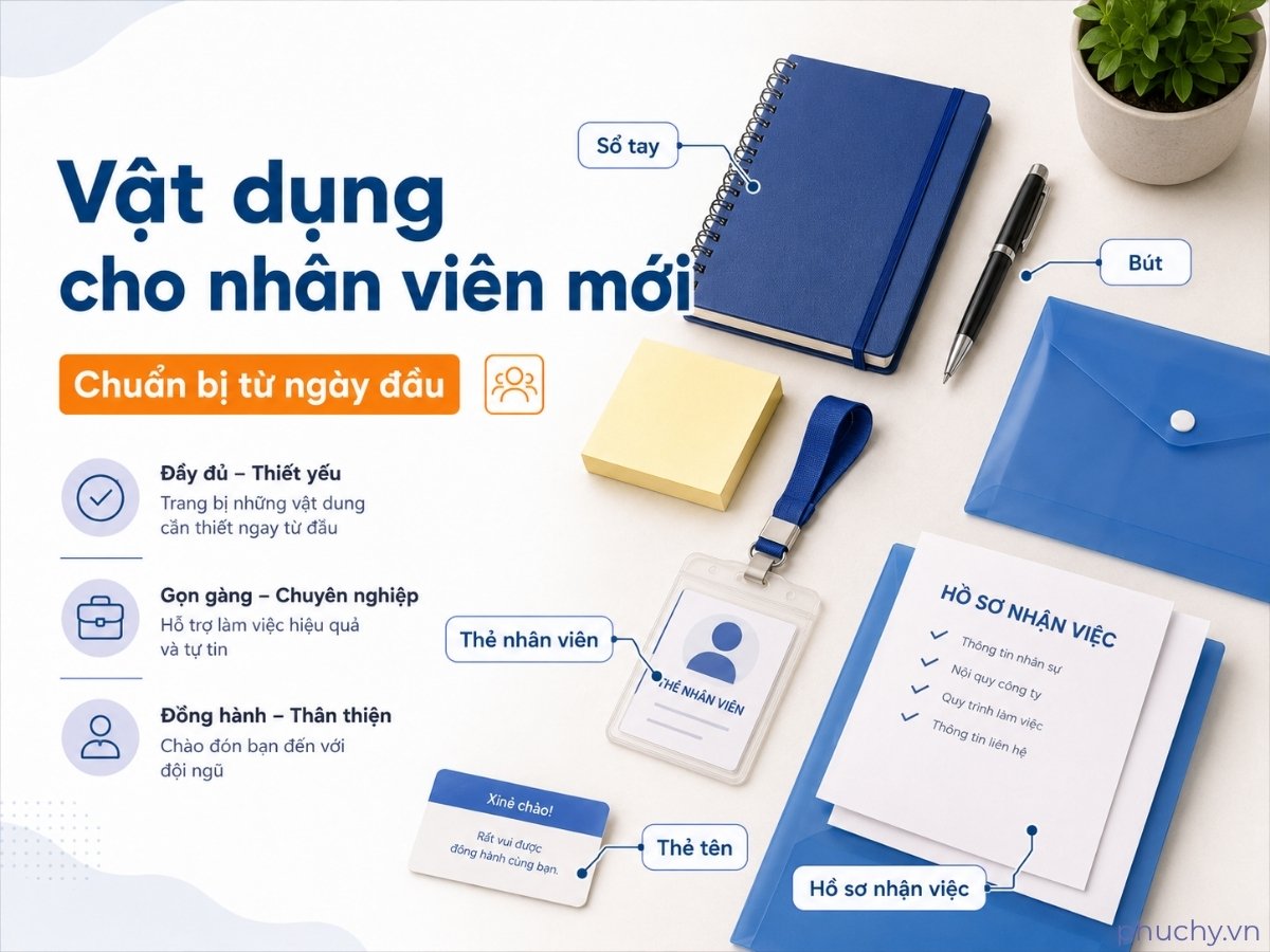 Bộ văn phòng phẩm cho nhân viên mới gồm sổ tay bút dây đeo thẻ bao thẻ và hồ sơ