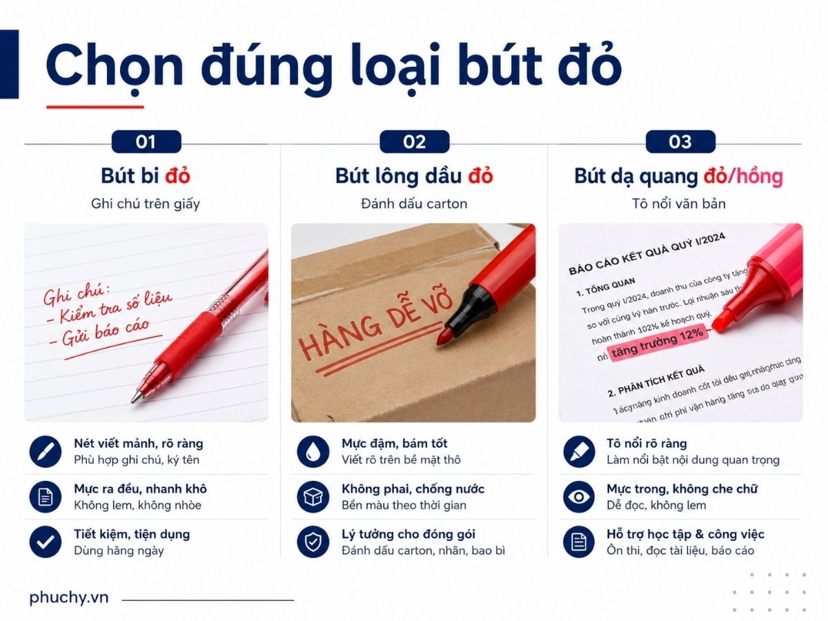 Bút bi đỏ dùng cho kế toán hành chính và kho hàng