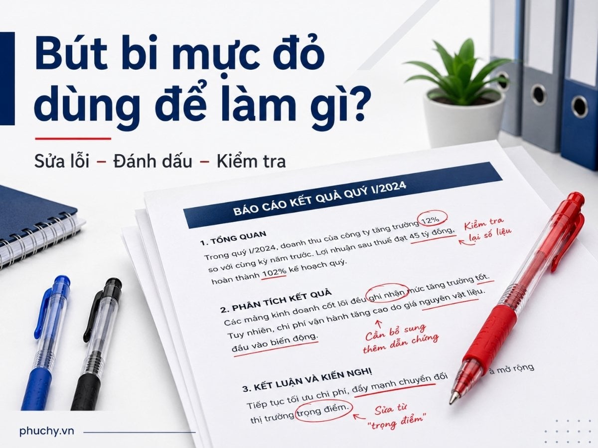 Bút bi mực đỏ dùng để làm gì trong văn phòng