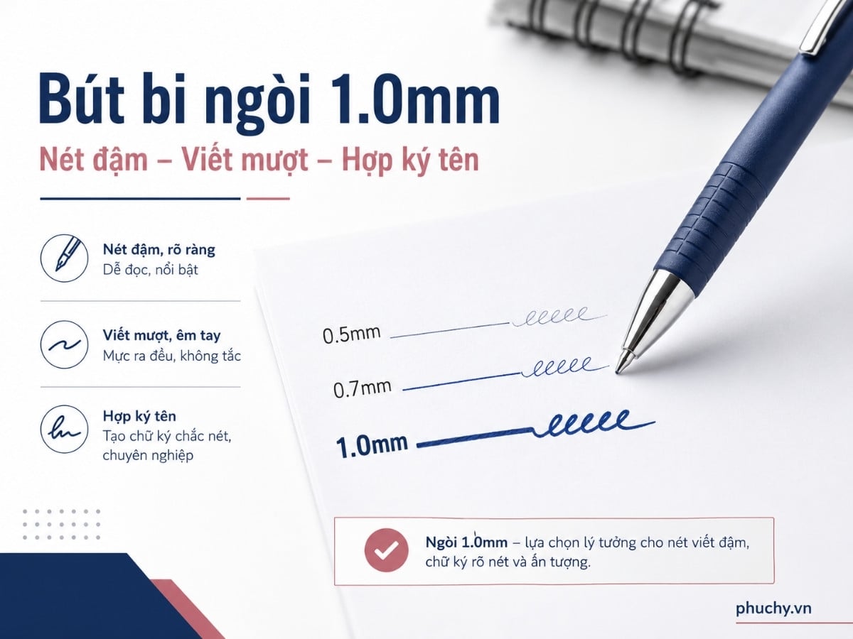 Bút bi ngòi 1.0mm ưu nhược điểm và khi nào nên dùng