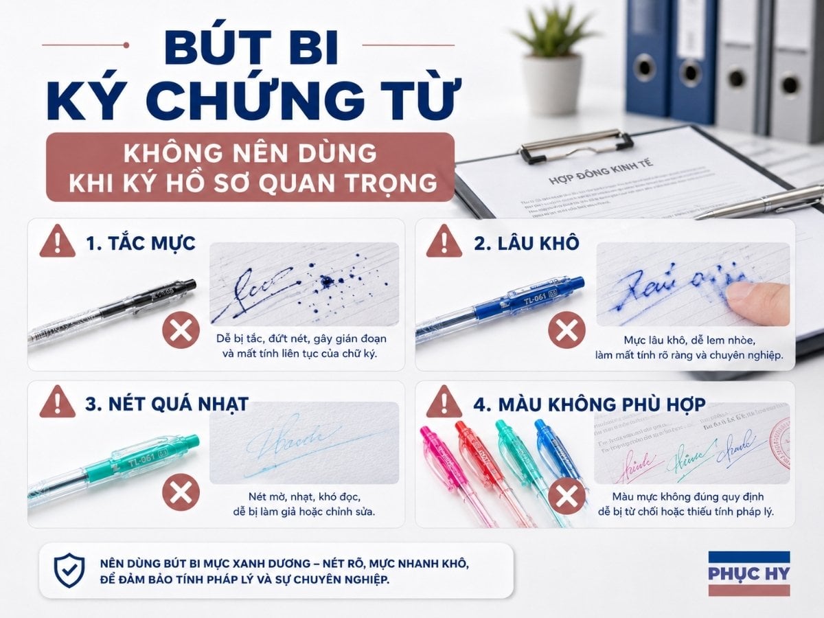 Những loại bút không nên dùng khi ký hồ sơ quan trọng