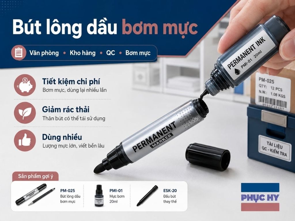 Bút lông dầu bơm mực cho doanh nghiệp