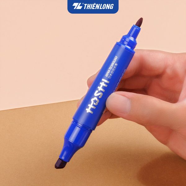 Bút lông dầu Hoshi Thiên Long PM-021/HS với hai đầu viết 0.8mm và 6.0mm linh hoạt cho ghi chú và đánh dấu