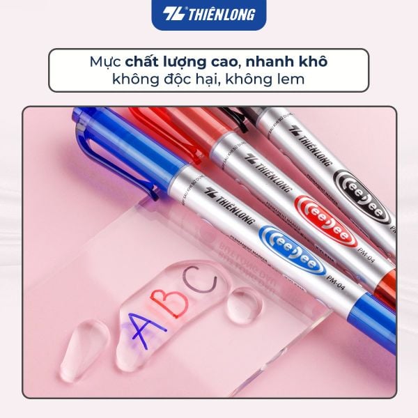 Bút lông dầu Thiên Long PM-04 viết đậm trên giấy và carton