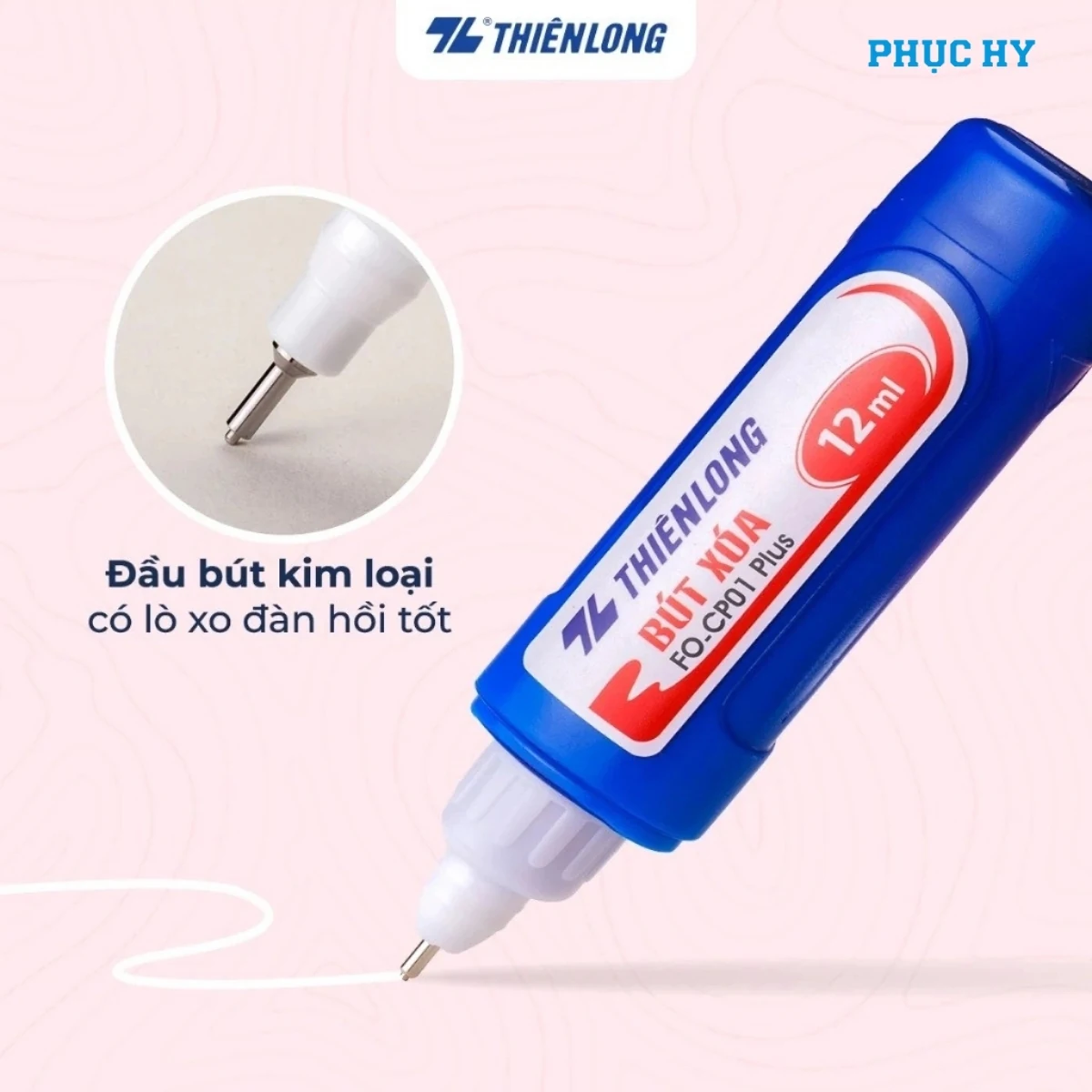 Đầu kim loại có lò xo của bút xóa FlexOffice FO-CP01 Plus 12ml