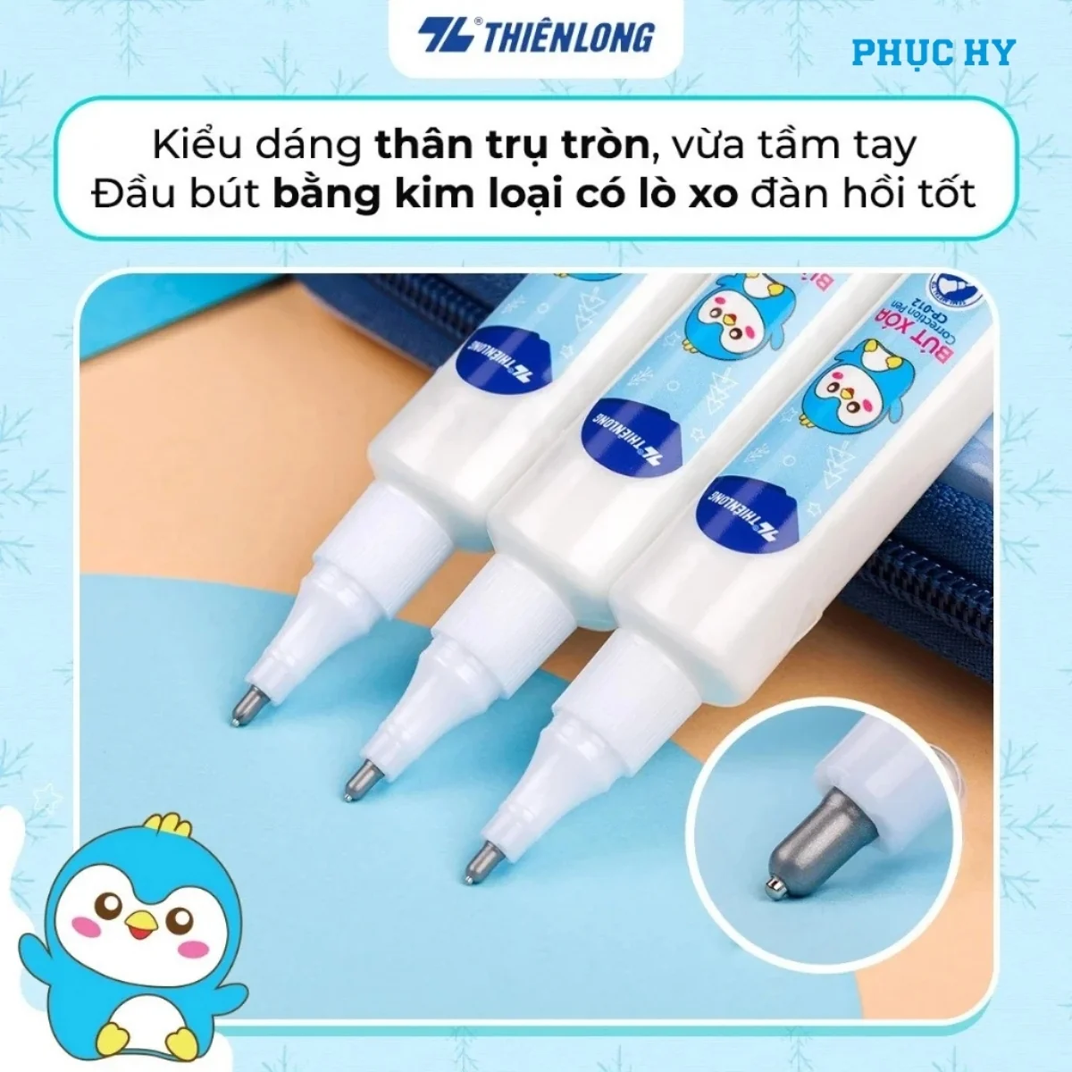 Cận cảnh đầu kim loại bút xóa nước Thiên Long CP-012 3ml