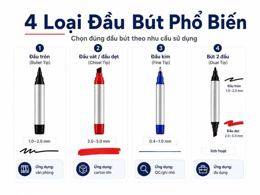 Các loại đầu bút lông dầu
