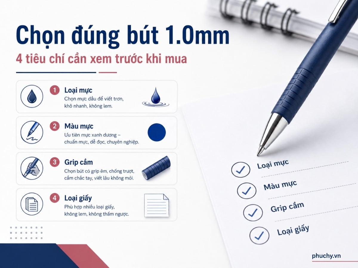 Cách chọn bút bi ngòi 1.0mm cho văn phòng