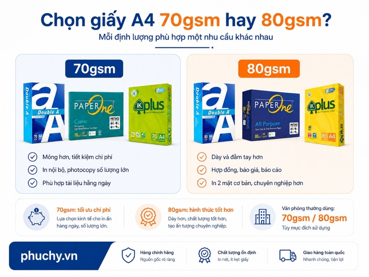 Cách chọn giấy A4 70gsm và 80gsm cho văn phòng