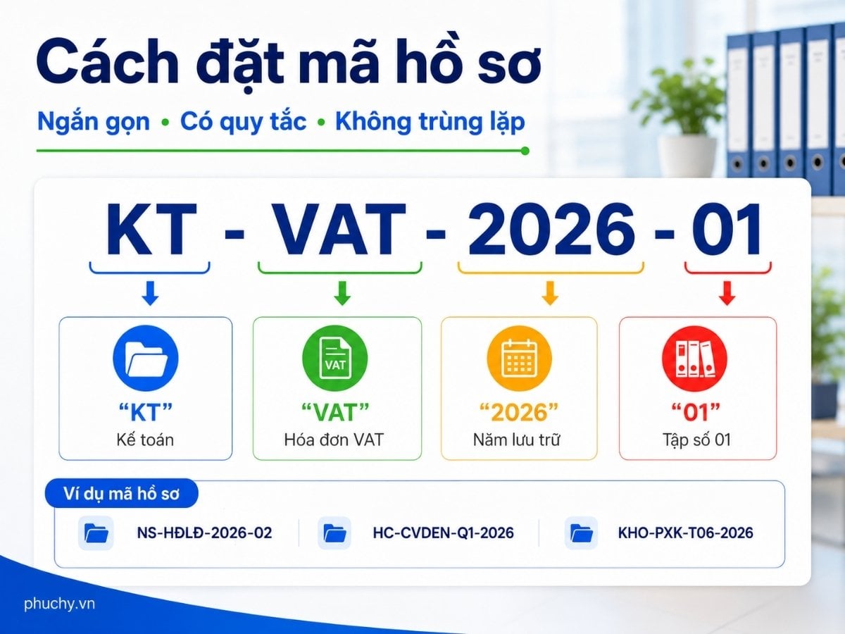 Cách đặt mã hồ sơ trên nhãn gáy bìa hồ sơ để tìm nhanh và tránh trùng lặp
