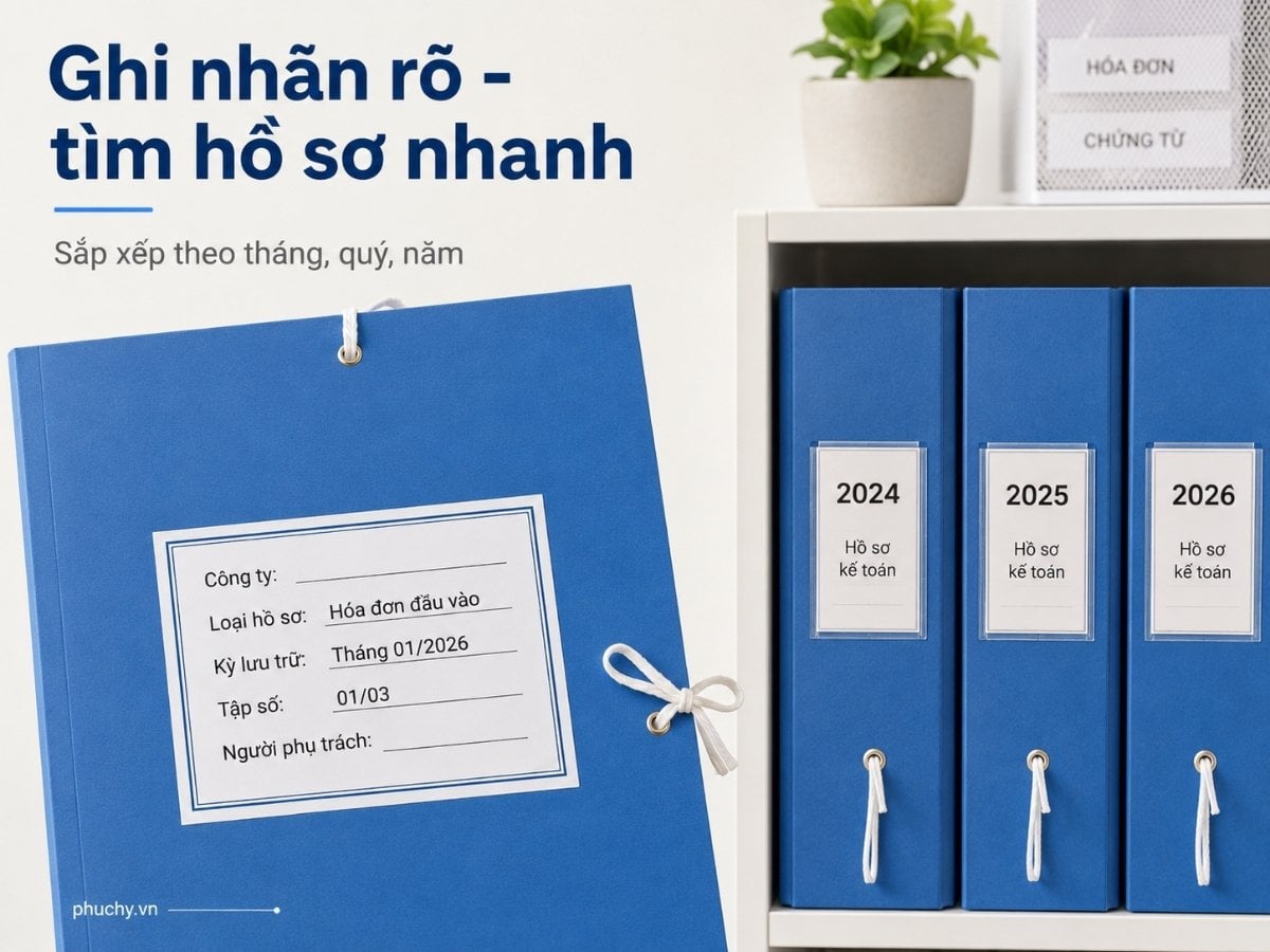Cách ghi nhãn bìa 3 dây để lưu hồ sơ kế toán theo tháng quý năm