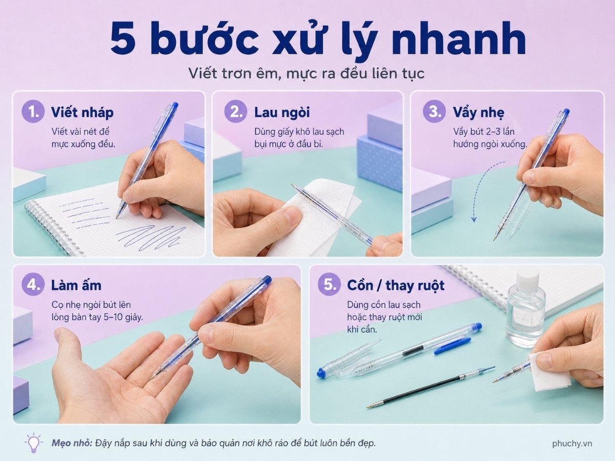 Cách xử lý bút bi bị tắc mực nhanh