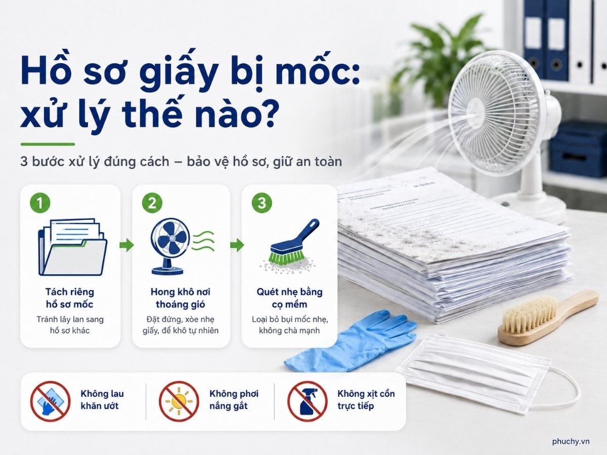 Cách xử lý hồ sơ giấy bị ẩm mốc an toàn