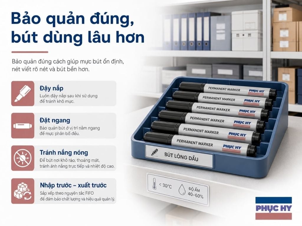 Cách bảo quản bút lông dầu không bị khô
