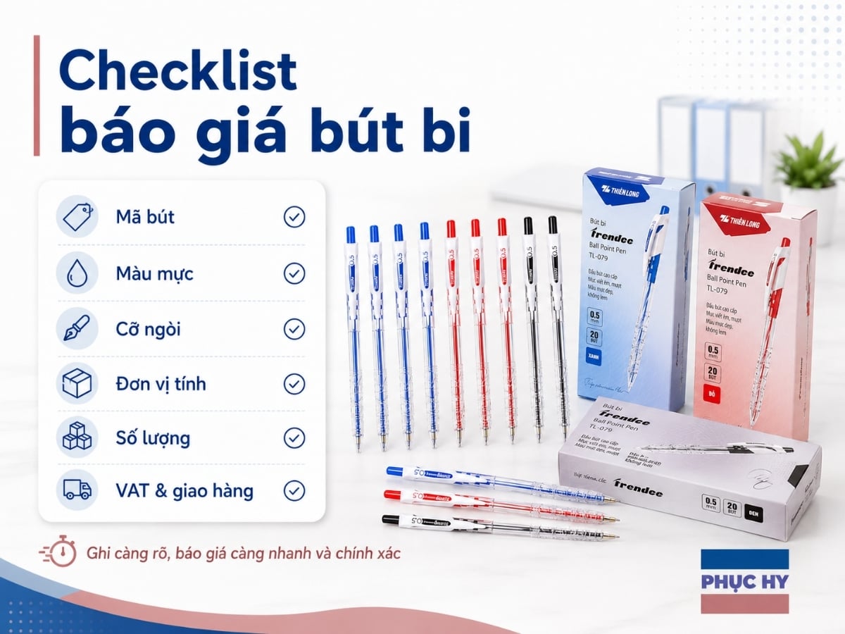 Checklist báo giá bút bi cho doanh nghiệp