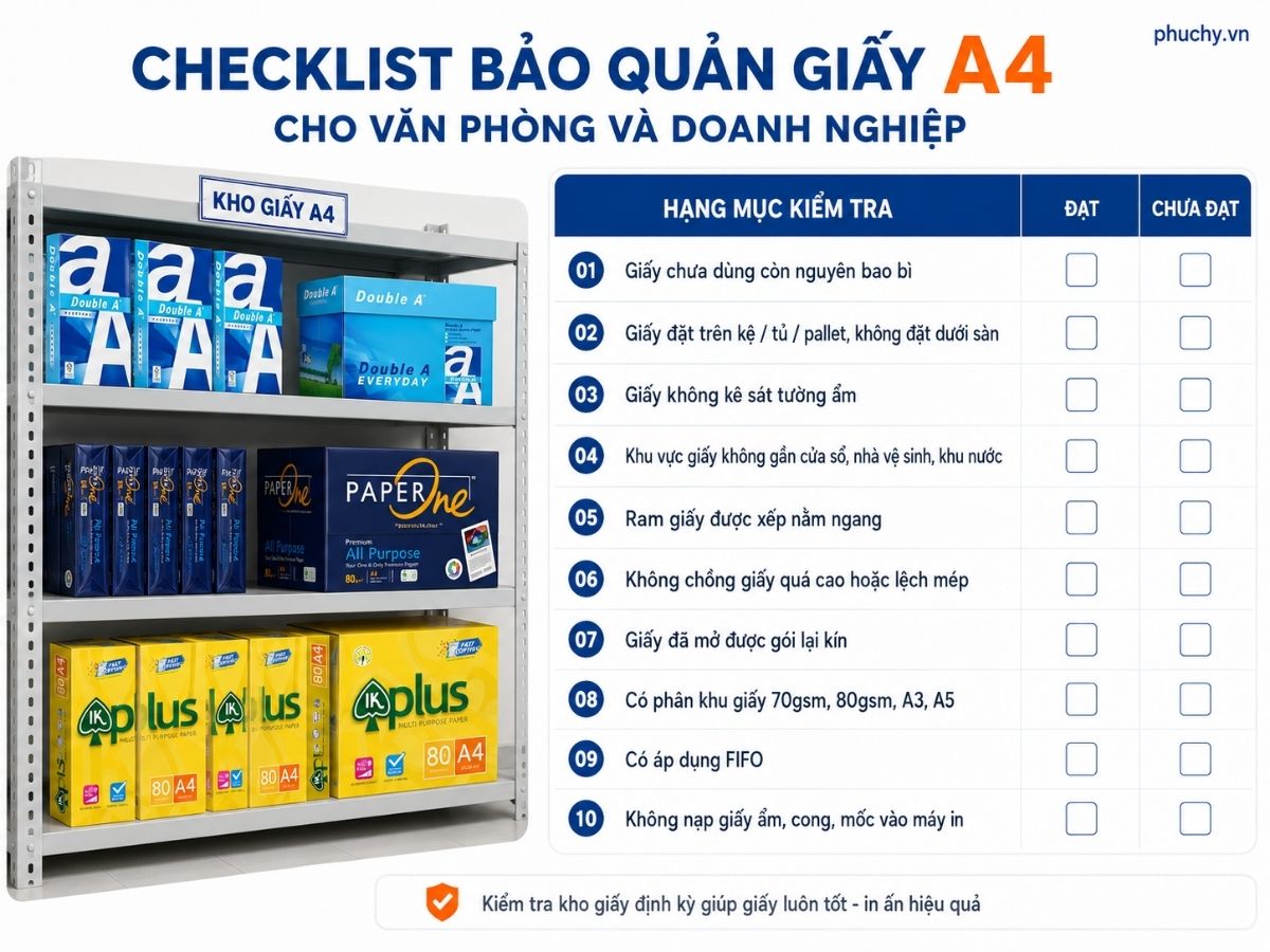 Checklist bảo quản giấy A4 cho công ty, văn phòng và kho vật tư