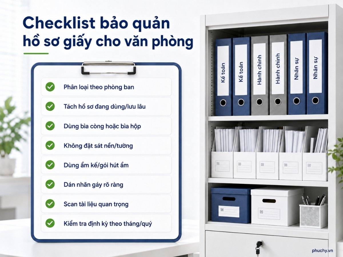 Checklist bảo quản hồ sơ giấy cho văn phòng không bị ẩm mốc