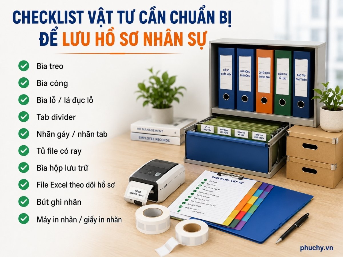 checklist vật tư lưu hồ sơ nhân sự cho phòng HR