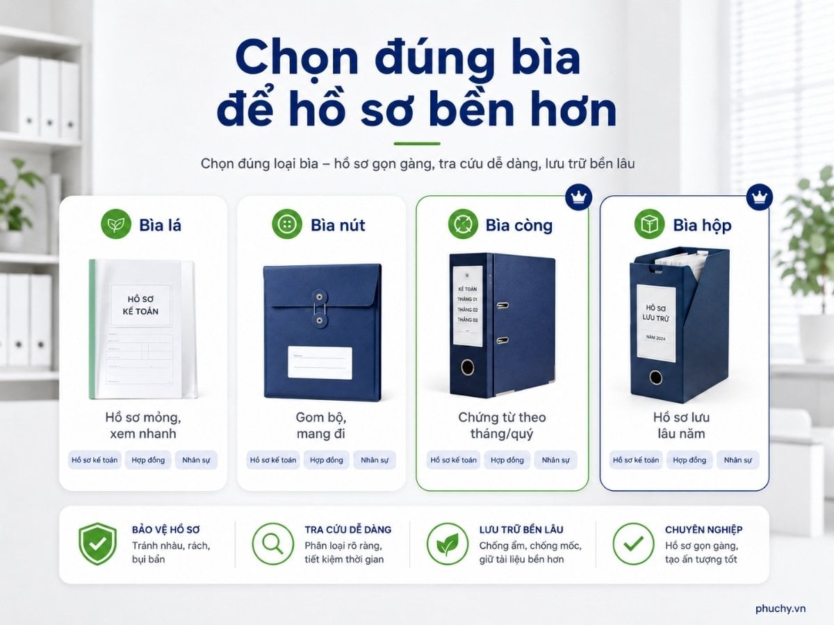Chọn bìa hồ sơ để bảo quản tài liệu lâu dài