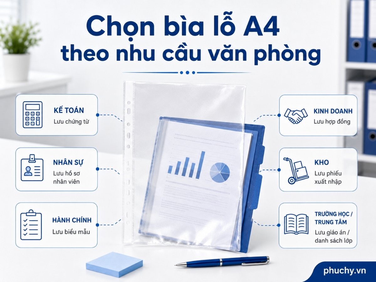 Cách chọn bìa lỗ A4 theo nhu cầu lưu trữ hồ sơ văn phòng