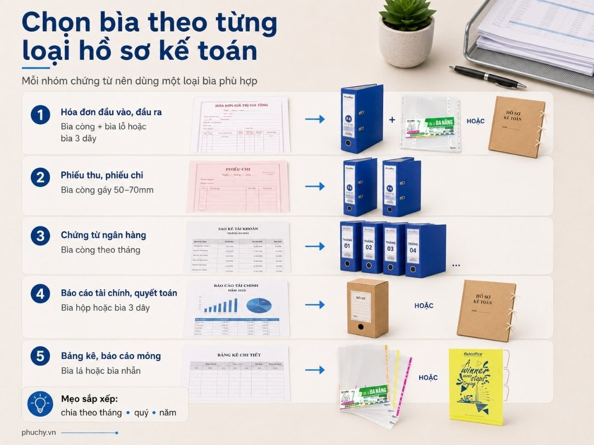 Chọn bìa lưu hồ sơ kế toán theo hóa đơn chứng từ hợp đồng báo cáo tài chính
