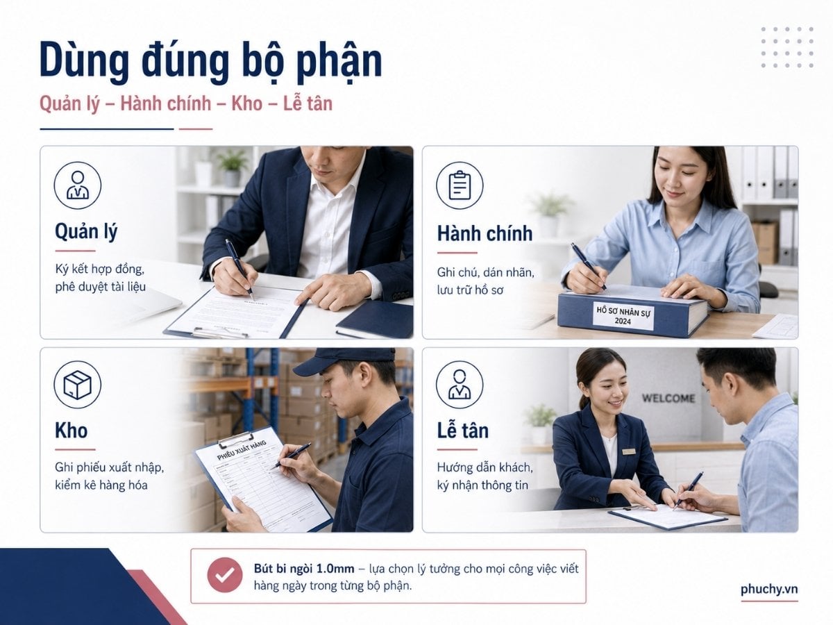 Chọn bút bi 1.0mm theo bộ phận công ty