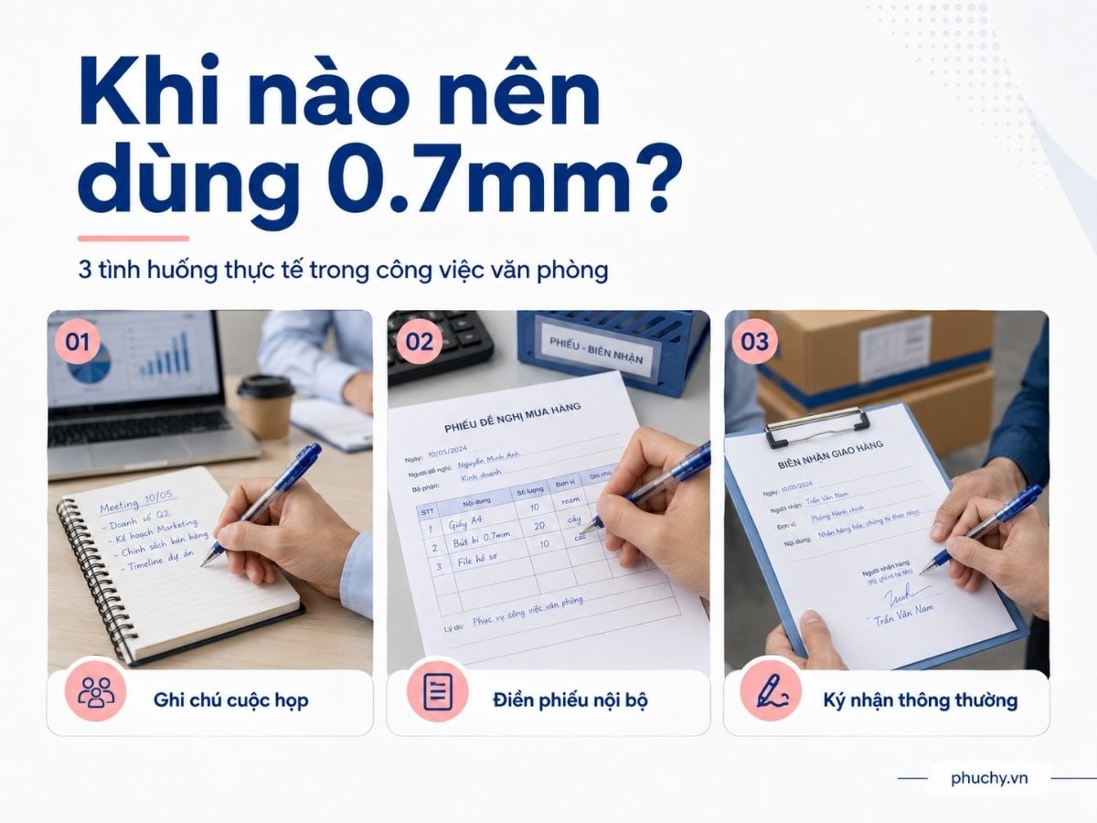 Chọn cỡ ngòi bút bi 0.5mm 0.7mm 1.0mm