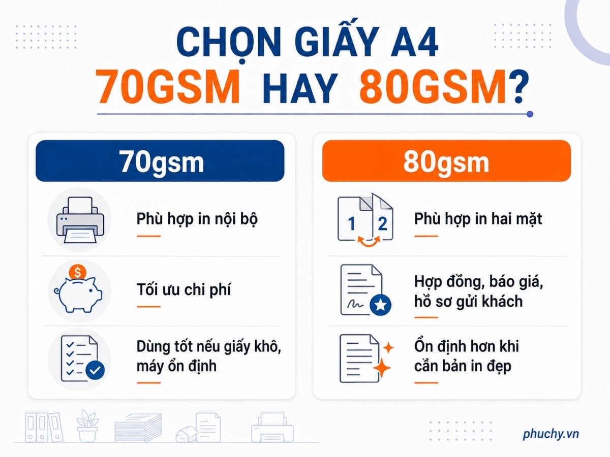 Chọn giấy A4 70gsm hay 80gsm cho máy in văn phòng