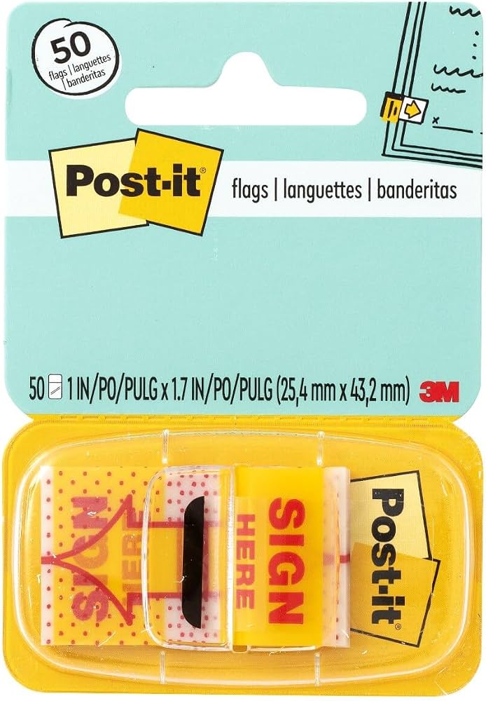 Cờ trình ký Post-it Sign and Date chỉ vị trí cần ký và ghi ngày