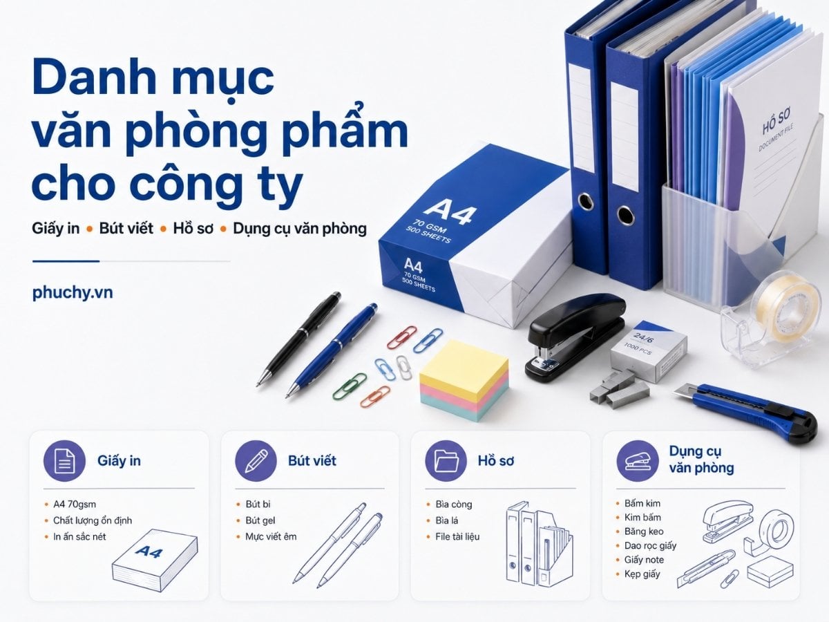 Giấy in bút viết và hồ sơ sử dụng tại Hiệp Bình