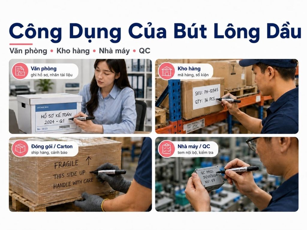 Công dụng của bút lông dầu trong văn phòng và kho hàng