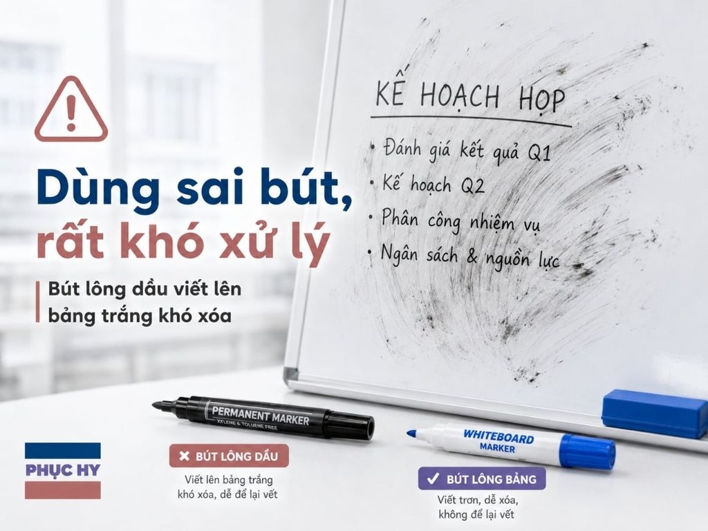 Dùng nhầm bút lông dầu lên bảng trắng khó xóa