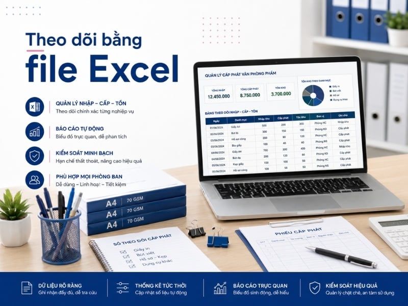 File Excel quản lý cấp phát văn phòng phẩm theo phòng ban