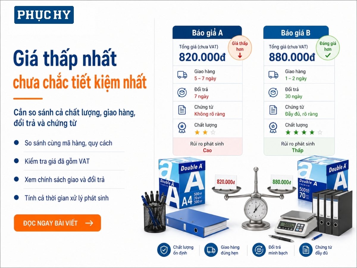 Giá thấp nhất chưa chắc tiết kiệm khi mua vật tư cho doanh nghiệp