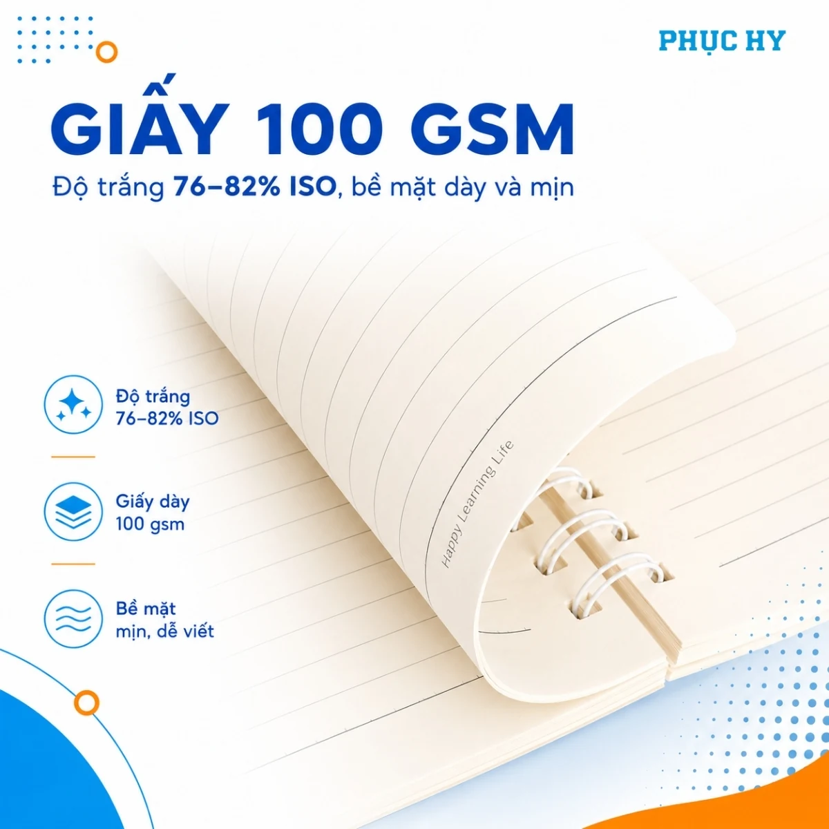 Giấy 100 gsm dày và mịn của sổ lò xo A5 Thiên Long MB-025