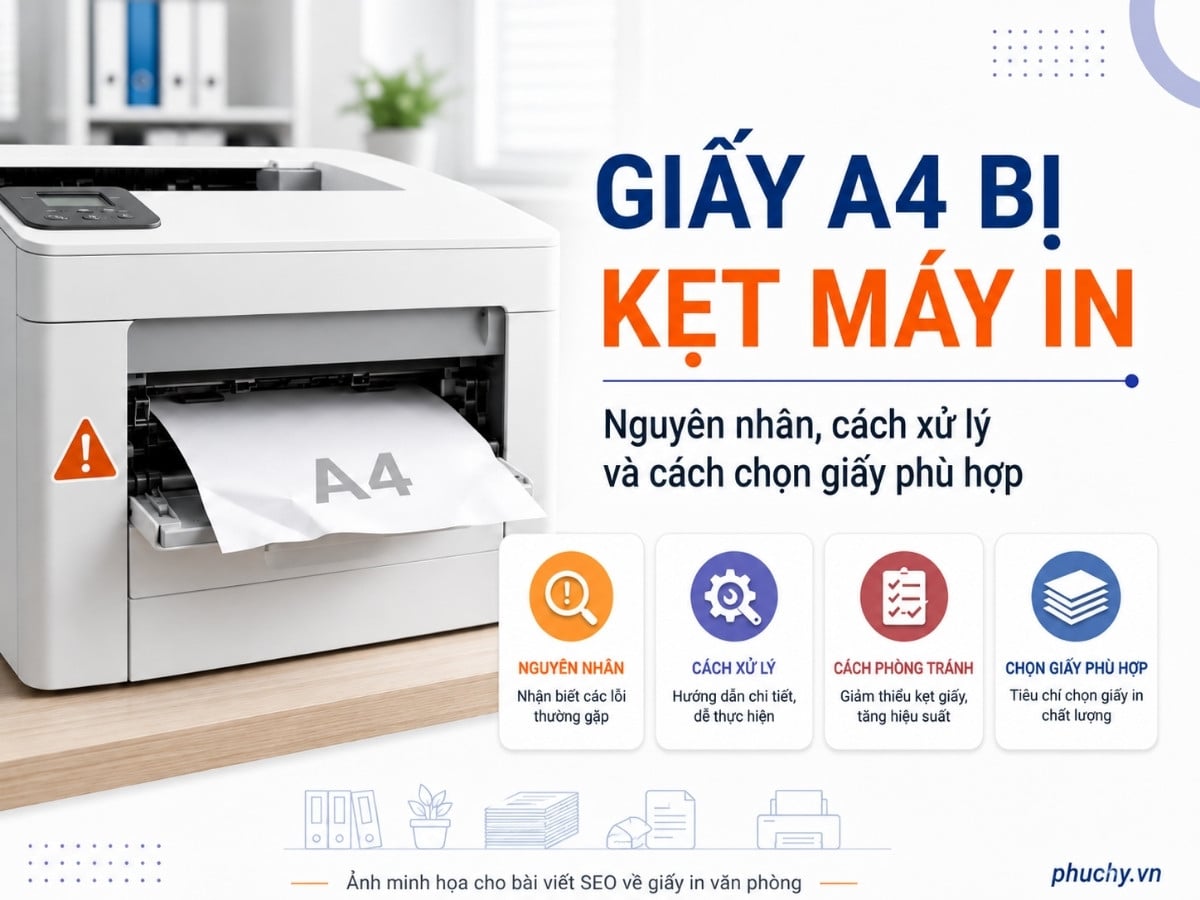 Giấy A4 bị kẹt máy in trong văn phòng