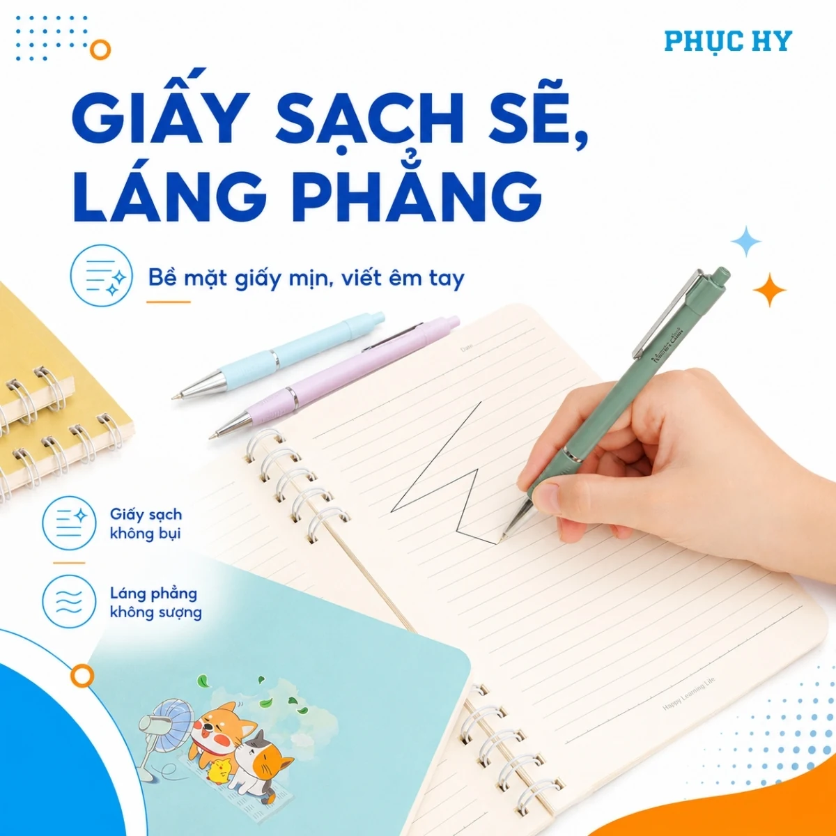 Bề mặt giấy sạch sẽ láng phẳng của sổ lò xo A5 Thiên Long MB-025