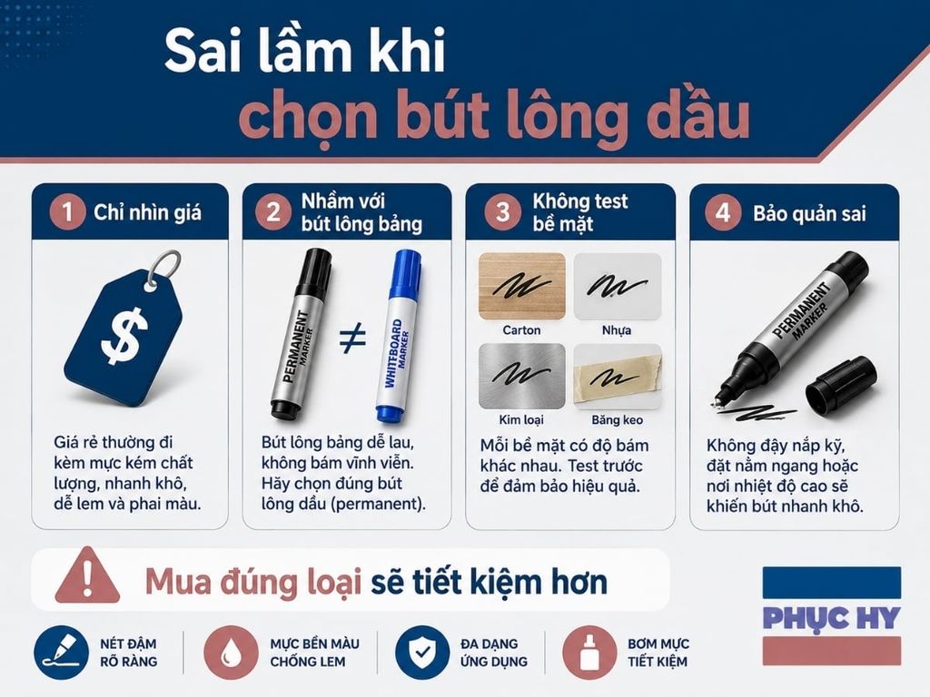 Sai lầm khi chọn bút lông dầu cho doanh nghiệp