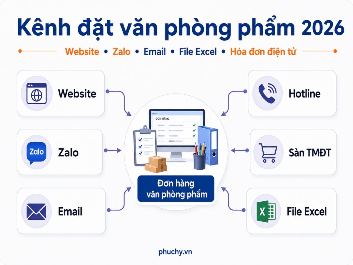 kênh bán hàng số văn phòng phẩm B2B website Zalo email thương mại điện tử